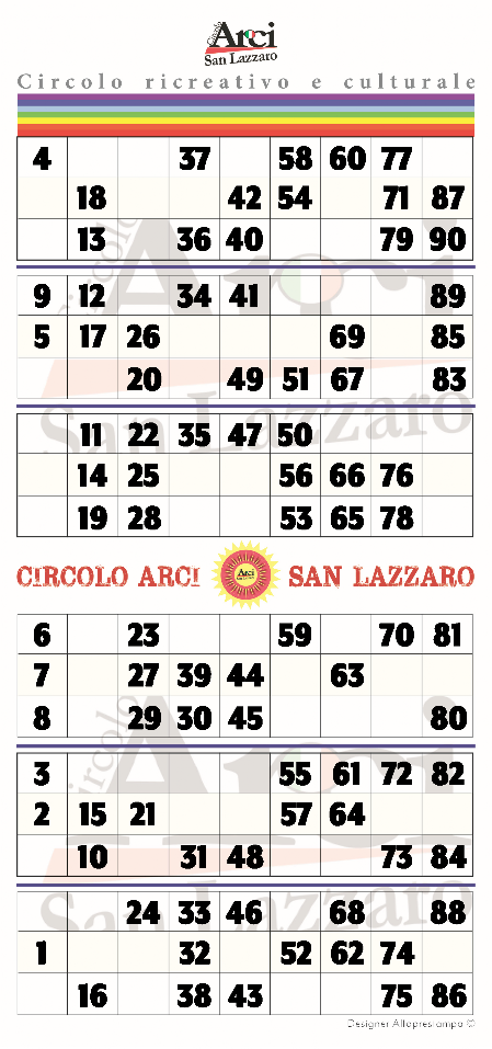 LE NOSTRE CARTELLE DELLA TOMBOLA