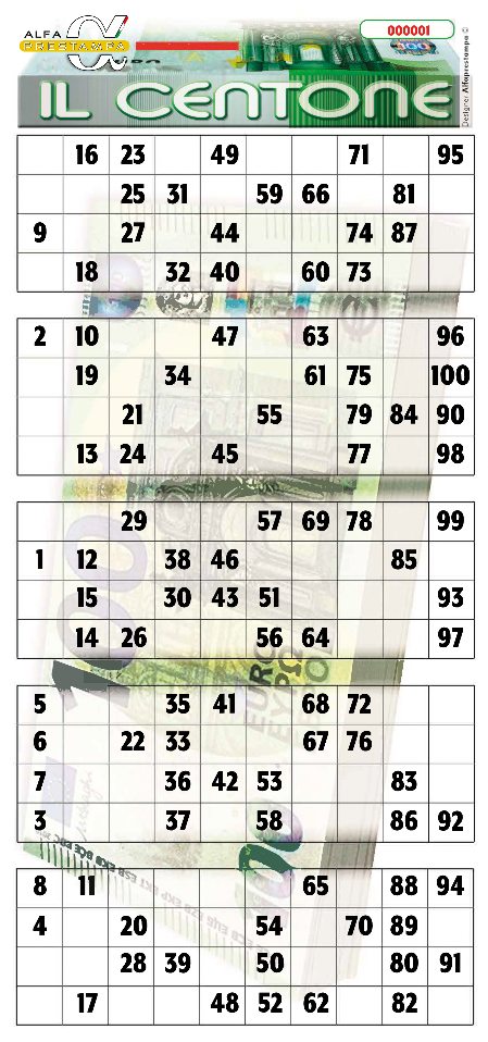 LE NOSTRE CARTELLE DELLA TOMBOLA