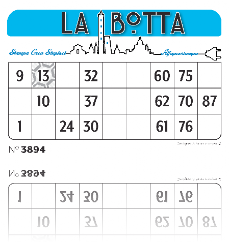 LE NOSTRE CARTELLE DELLA TOMBOLA